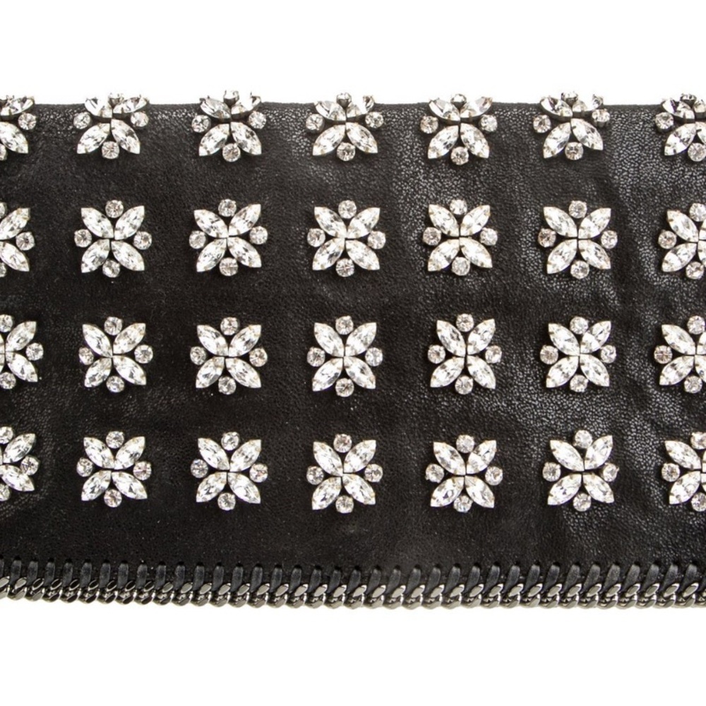 Stella McCartney Black and Silver Floral Clutch